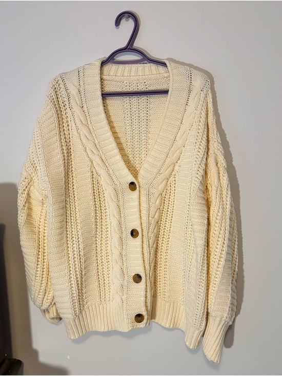 Sweaters - Cream Cable Knit Button-Front Women's Sweater Cardigan